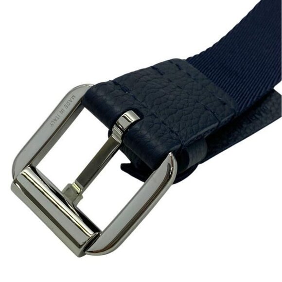 Dior Belt Logo Jacquard Small Item Canvas Leather Logo Navy Silver Hardware